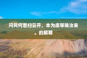 问风何意扫云开，本为虞琴唤汝来。的解释