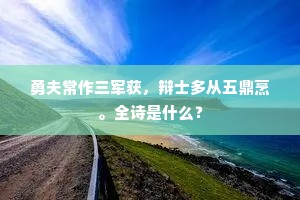 勇夫常作三军获，辩士多从五鼎烹。全诗是什么？