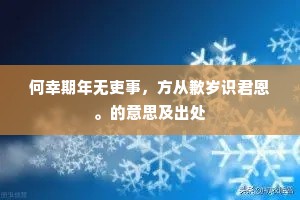 何幸期年无吏事，方从歉岁识君恩。的意思及出处