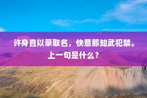 许身直以豪取名，快意那知武犯禁。上一句是什么？