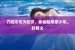 乃知功名为世贤，安知轻欺恶少年。的释义