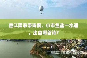 楚江葭苇带青枫，小市鱼盐一水通。出自哪首诗？