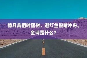 惊月禽栖时落树，避灯鱼鬣暗冲舟。全诗是什么？
