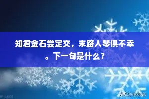 知君金石尝定交，末路人琴俱不幸。下一句是什么？