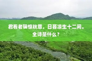 君看老骥惊秋意，日暮凉生十二闲。全诗是什么？