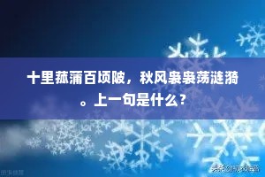 十里菰蒲百顷陂，秋风袅袅荡涟漪。上一句是什么？