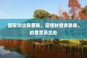 固安功次异萧陈，深怪材官亦致身。的意思及出处