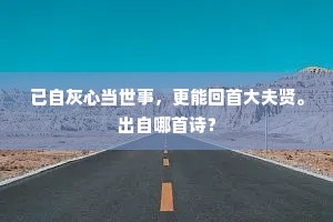 已自灰心当世事，更能回首大夫贤。出自哪首诗？
