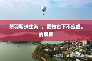 翠羽明珠生海潏，更知名下不应虚。的解释