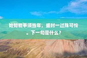 始知能事须当年，盛时一过殊可怜。下一句是什么？