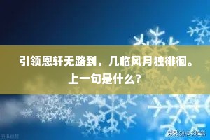 引领恩轩无路到，几临风月独徘徊。上一句是什么？