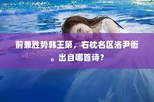 前兼胜势韩王第，右枕名区洛尹衙。出自哪首诗？