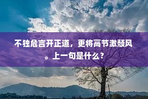 不独危言开正道，更将高节激颓风。上一句是什么？