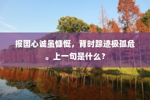 报国心诚虽慷慨，背时踪迹极孤危。上一句是什么？
