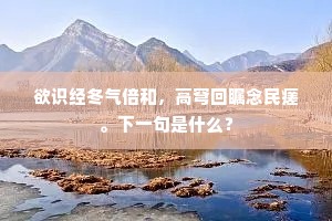 欲识经冬气倍和，高穹回瞩念民瘥。下一句是什么？