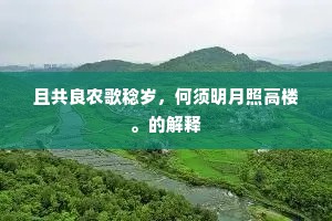 且共良农歌稔岁，何须明月照高楼。的解释