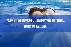 几日西风来拂衽，昔时中冀盛飞觞。的意思及出处