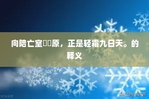 向陪亡室鹡鸰原，正是轻霜九日天。的释义