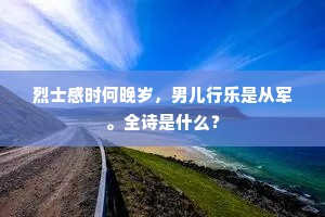 烈士感时何晚岁，男儿行乐是从军。全诗是什么？
