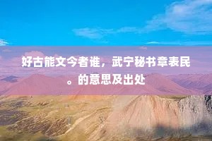 好古能文今者谁，武宁秘书章表民。的意思及出处