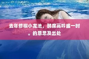 去年修禊小龙池，醉席高吟盛一时。的意思及出处