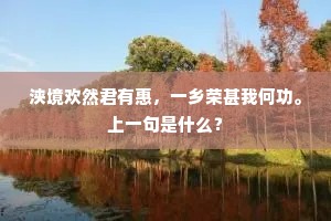 浃境欢然君有惠，一乡荣甚我何功。上一句是什么？