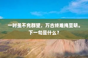 一时虽不充群望，万古终难掩至明。下一句是什么？