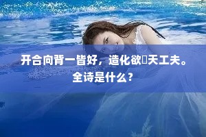 开合向背一皆好，造化欲衒天工夫。全诗是什么？