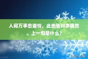人间万事愈堪怜，此地当时亦偶然。上一句是什么？