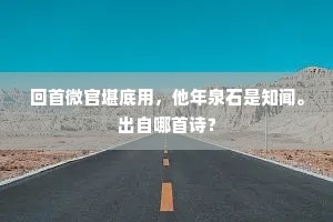 回首微官堪底用，他年泉石是知闻。出自哪首诗？