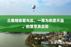 三载相依葛与瓜，一尊为别忽天涯。的意思及出处