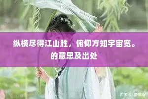纵横尽得江山胜，俯仰方知宇宙宽。的意思及出处