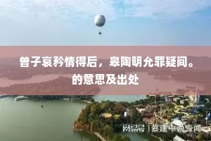 曾子哀矜情得后，皋陶明允罪疑间。的意思及出处