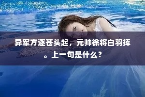 异军方逐苍头起，元帅徐将白羽挥。上一句是什么？