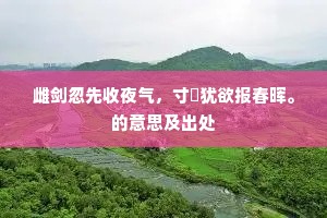 雌剑忽先收夜气，寸荄犹欲报春晖。的意思及出处