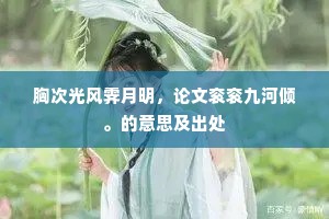 胸次光风霁月明，论文衮衮九河倾。的意思及出处