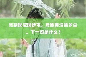 党籍碑成国步屯，忠臣埋没瘴乡尘。下一句是什么？