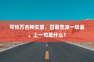可怜万古神交意，日暮荒凉一叹哀。上一句是什么？