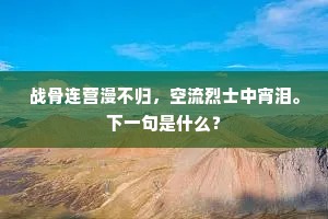 战骨连营漫不归，空流烈士中宵泪。下一句是什么？