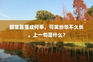 朝荣暮落成何事，可笑纷华不久长。上一句是什么？