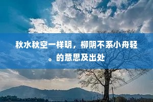 秋水秋空一样明，柳阴不系小舟轻。的意思及出处