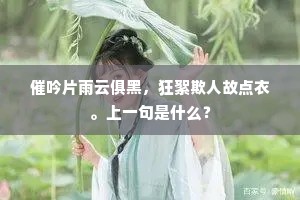催吟片雨云俱黑，狂絮欺人故点衣。上一句是什么？