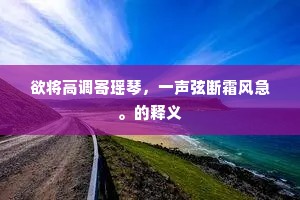 欲将高调寄瑶琴，一声弦断霜风急。的释义