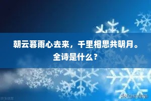 朝云暮雨心去来，千里相思共明月。全诗是什么？