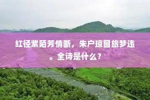 红径紫陌芳情断，朱户琼窗旅梦违。全诗是什么？