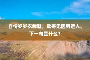 自怜岁岁衣裁就，欲寄无因到远人。下一句是什么？