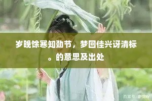 岁晚馀寒知劲节，梦回佳兴讶清标。的意思及出处
