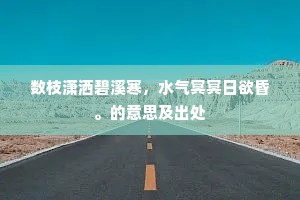数枝潇洒碧溪寒，水气冥冥日欲昏。的意思及出处