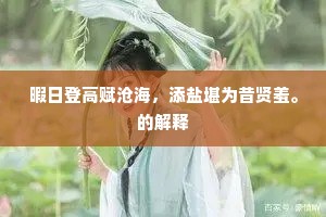 暇日登高赋沧海，添盐堪为昔贤羞。的解释