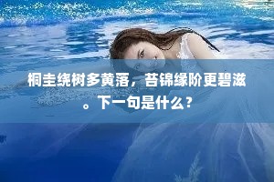 桐圭绕树多黄落，苔锦缘阶更碧滋。下一句是什么？
